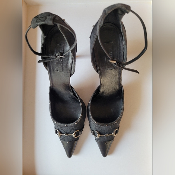 Gucci Black GG canvas & leather studded horsebit - Picture 1 of 7